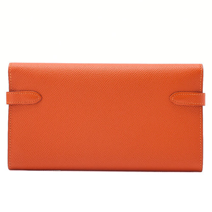 Hermes Hermes Kelly Wallet Bi-fold Long Wallet Epson Orange Gold-Tone Hardware, Pre-Owned