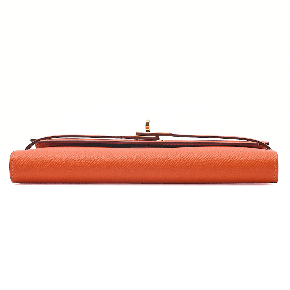 Hermes Hermes Kelly Wallet Bi-fold Long Wallet Epson Orange Gold-Tone Hardware, Pre-Owned