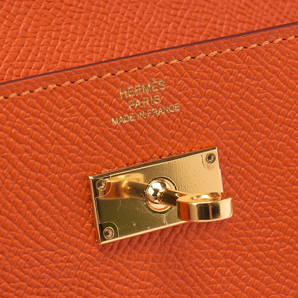 Hermes Hermes Kelly Wallet Bi-fold Long Wallet Epson Orange Gold-Tone Hardware, Pre-Owned