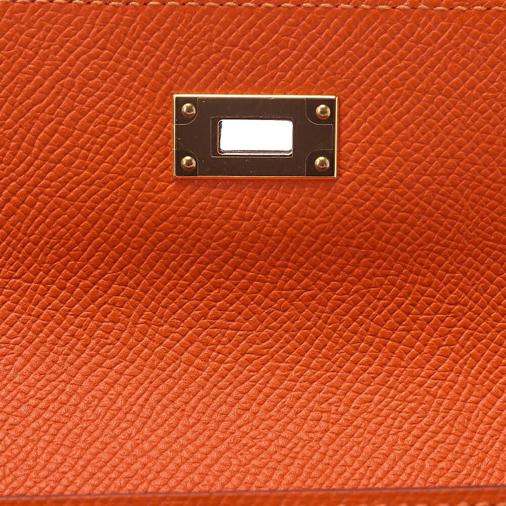 Hermes Hermes Kelly Wallet Bi-fold Long Wallet Epson Orange Gold-Tone Hardware, Pre-Owned