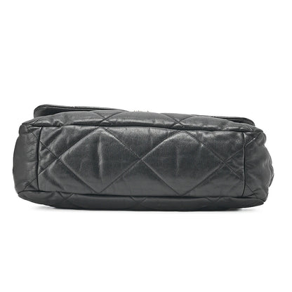 CHANEL Lambskin Matelasse Chanel 19 2WAY Chain Shoulder Black Gold x Silver -Tone Hardware, Pre-Owned