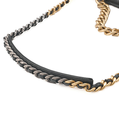 CHANEL Lambskin Matelasse Chanel 19 2WAY Chain Shoulder Black Gold x Silver -Tone Hardware, Pre-Owned