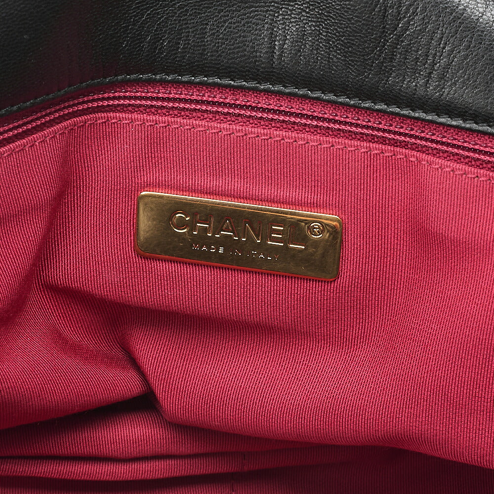 CHANEL Lambskin Matelasse Chanel 19 2WAY Chain Shoulder Black Gold x Silver -Tone Hardware, Pre-Owned