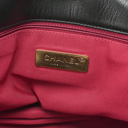 CHANEL Lambskin Matelasse Chanel 19 2WAY Chain Shoulder Black Gold x Silver -Tone Hardware, Pre-Owned