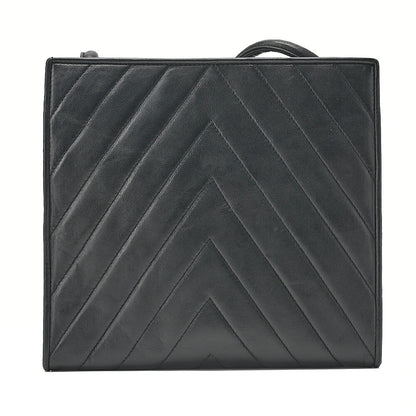 CHANEL Lambskin V-Stitch Coco Mark Shoulder Black Gold-Tone Hardware, Pre-Owned