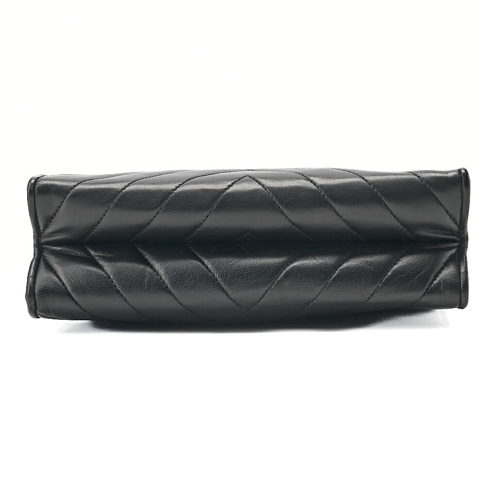 CHANEL Lambskin V-Stitch Coco Mark Shoulder Black Gold-Tone Hardware, Pre-Owned