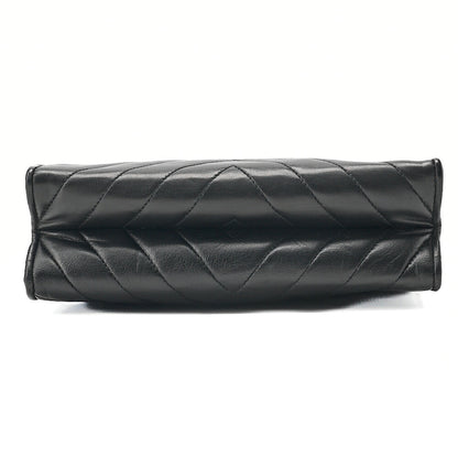 CHANEL Lambskin V-Stitch Coco Mark Shoulder Black Gold-Tone Hardware, Pre-Owned