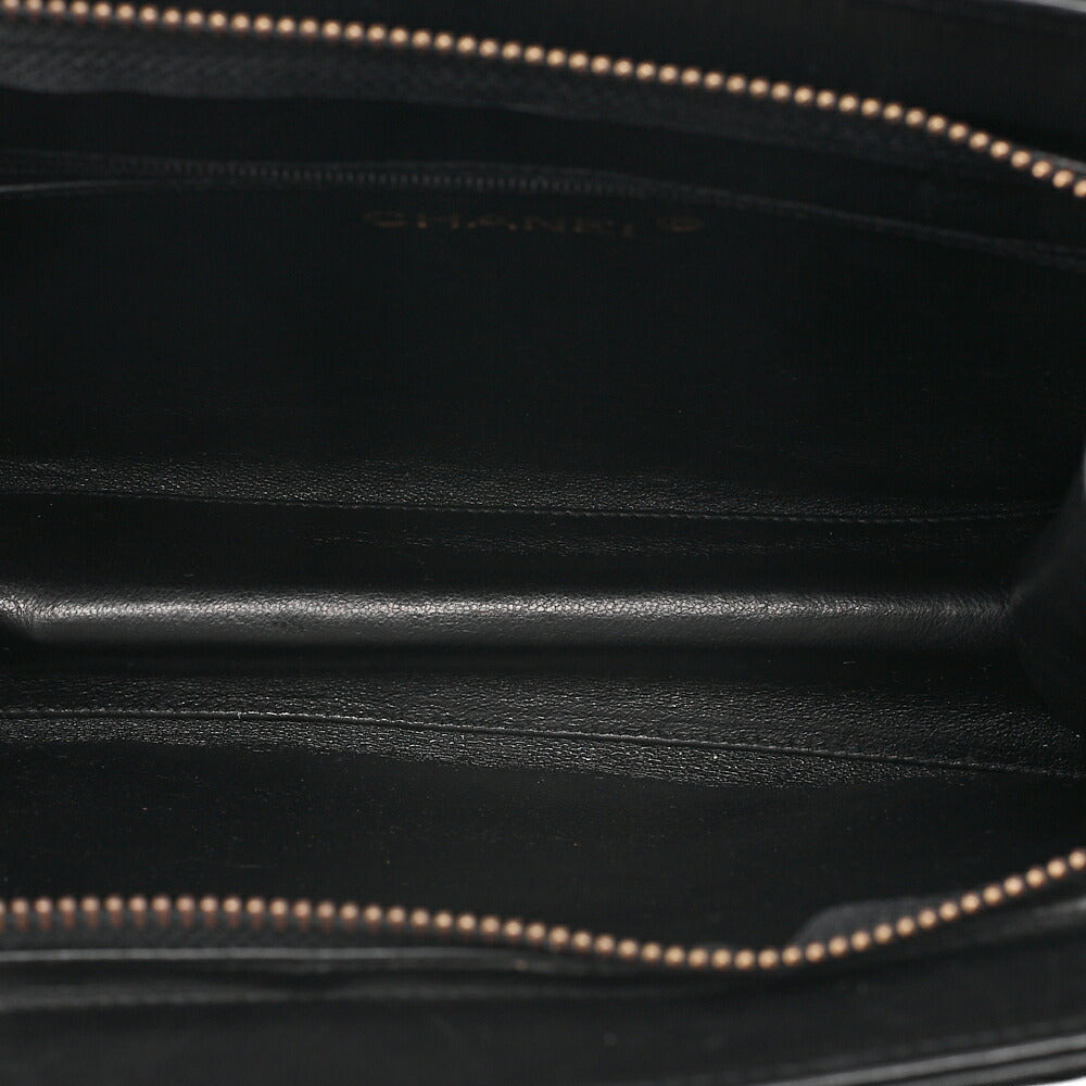 CHANEL Lambskin V-Stitch Coco Mark Shoulder Black Gold-Tone Hardware, Pre-Owned