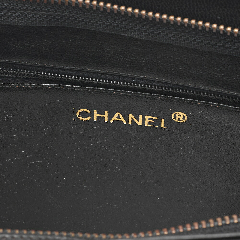 CHANEL Lambskin V-Stitch Coco Mark Shoulder Black Gold-Tone Hardware, Pre-Owned
