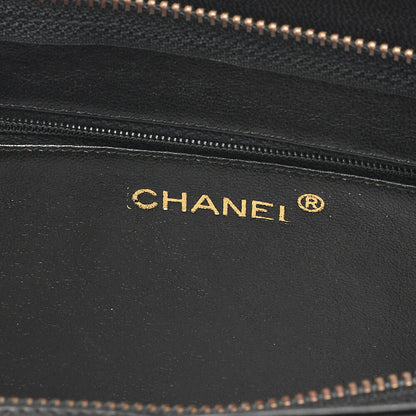 CHANEL Lambskin V-Stitch Coco Mark Shoulder Black Gold-Tone Hardware, Pre-Owned