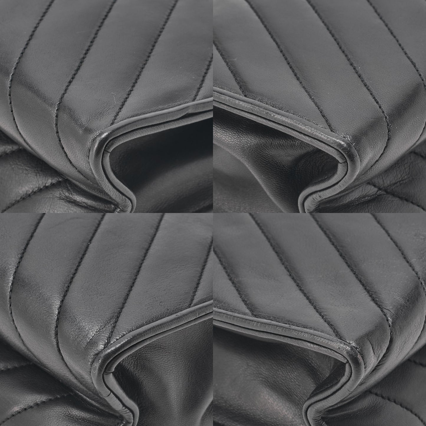 CHANEL Lambskin V-Stitch Coco Mark Shoulder Black Gold-Tone Hardware, Pre-Owned