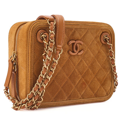 CHANEL Matelasse Coco Mark Chain Shoulder Suede Brown Gold-Tone Hardware, Pre-Owned