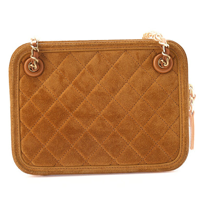 CHANEL Matelasse Coco Mark Chain Shoulder Suede Brown Gold-Tone Hardware, Pre-Owned
