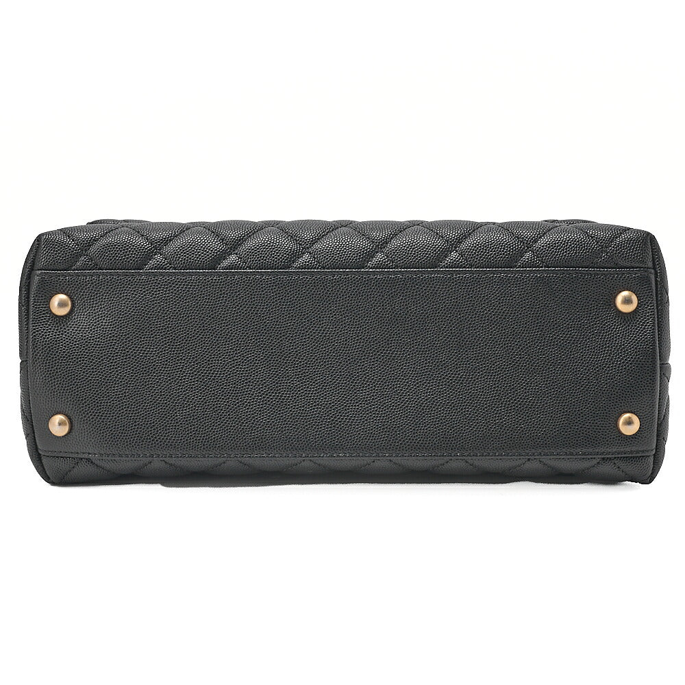 CHANEL Caviar Skin x Lizard Matelasse Coco Handle 29 S 2-Way Handbag Black x Red Gold-Tone Hardware, Pre-Owned