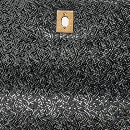 CHANEL Caviar Skin x Lizard Matelasse Coco Handle 29 S 2-Way Handbag Black x Red Gold-Tone Hardware, Pre-Owned