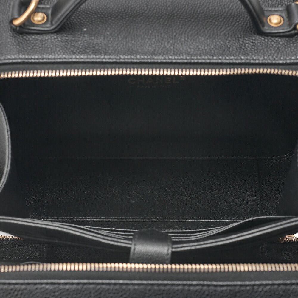 CHANEL Caviar Skin Matelasse CC Filigree 2WAY Chain Shoulder Black Gold-Tone Hardware, Pre-Owned