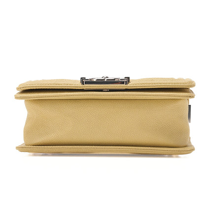 CHANEL Boy Chanel 20 Caviar Skin Chain Shoulder Yellow Tone Silver-Tone Hardware, Pre-Owned