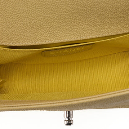 CHANEL Boy Chanel 20 Caviar Skin Chain Shoulder Yellow Tone Silver-Tone Hardware, Pre-Owned