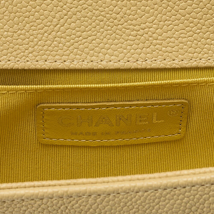 CHANEL Boy Chanel 20 Caviar Skin Chain Shoulder Yellow Tone Silver-Tone Hardware, Pre-Owned