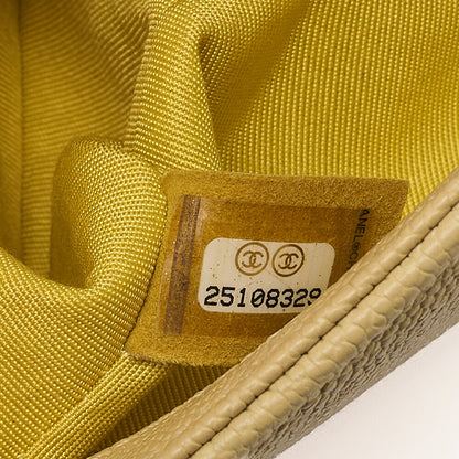 CHANEL Boy Chanel 20 Caviar Skin Chain Shoulder Yellow Tone Silver-Tone Hardware, Pre-Owned