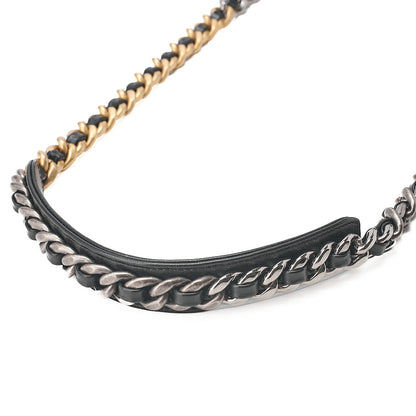 CHANEL Lambskin Matelasse Chanel 19 2WAY Chain Shoulder Black Gold x Silver-Tone Hardware, Pre-Owned