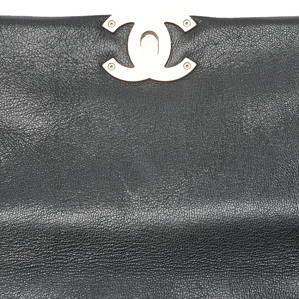 CHANEL Lambskin Matelasse Chanel 19 2WAY Chain Shoulder Black Gold x Silver-Tone Hardware, Pre-Owned