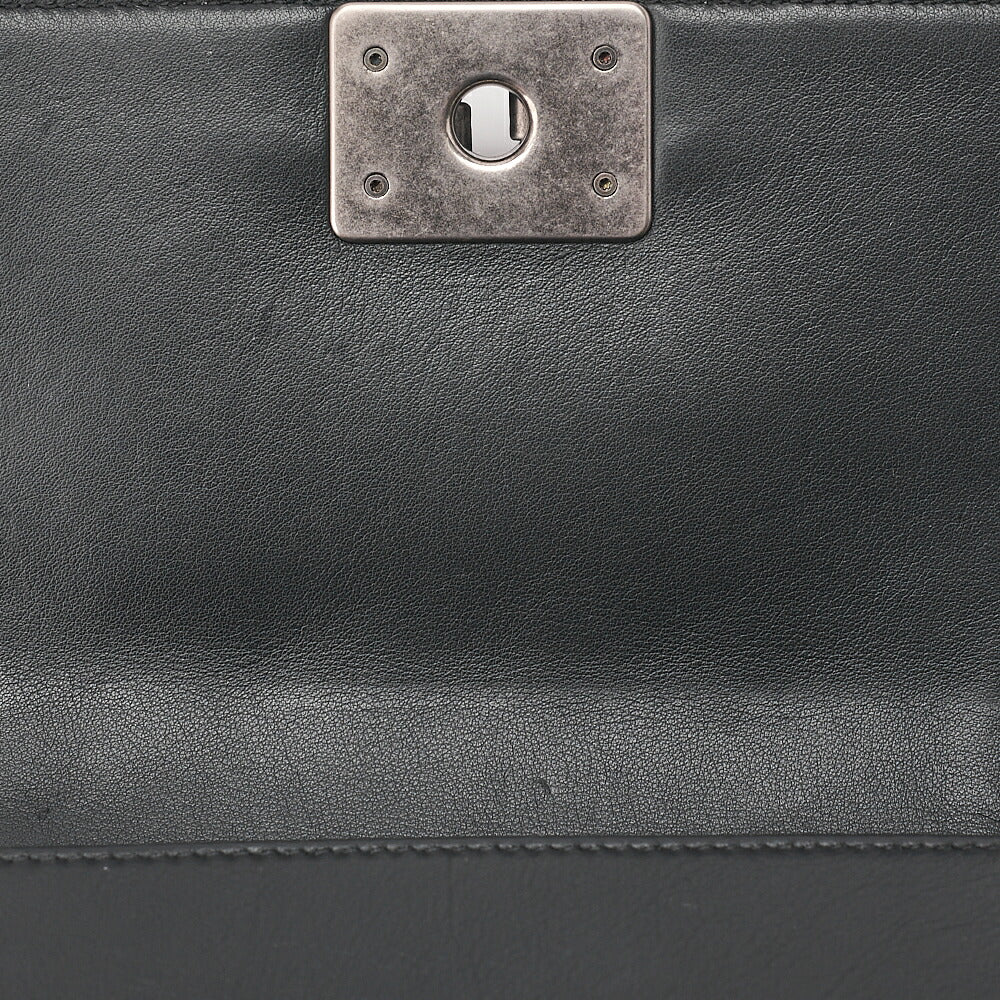 CHANEL Boy Chanel 20 Lambskin Chain Shoulder Black x White Vintage-Tone Hardware, Pre-Owned