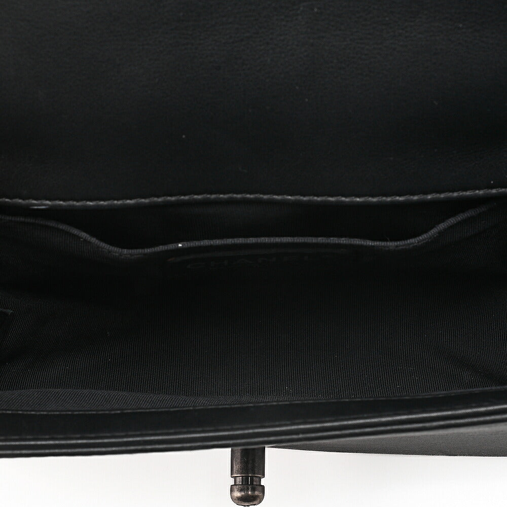 CHANEL Boy Chanel 20 Lambskin Chain Shoulder Black x White Vintage-Tone Hardware, Pre-Owned