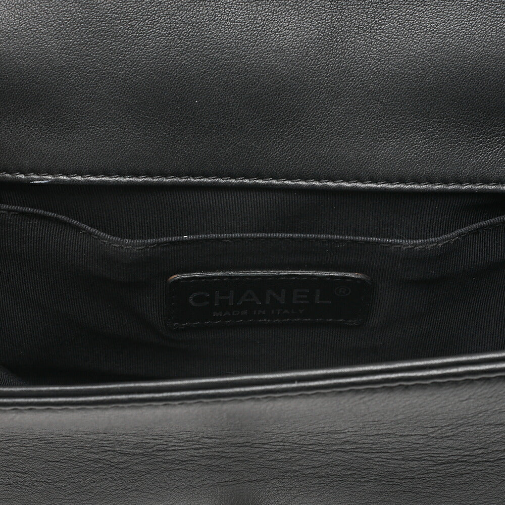 CHANEL Boy Chanel 20 Lambskin Chain Shoulder Black x White Vintage-Tone Hardware, Pre-Owned
