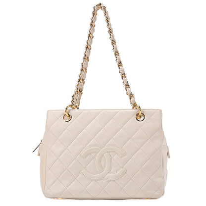 CHANEL Matelasse Double Chain Tote Bag PTT Lambskin White Gold-Tone Hardware, Pre-Owned