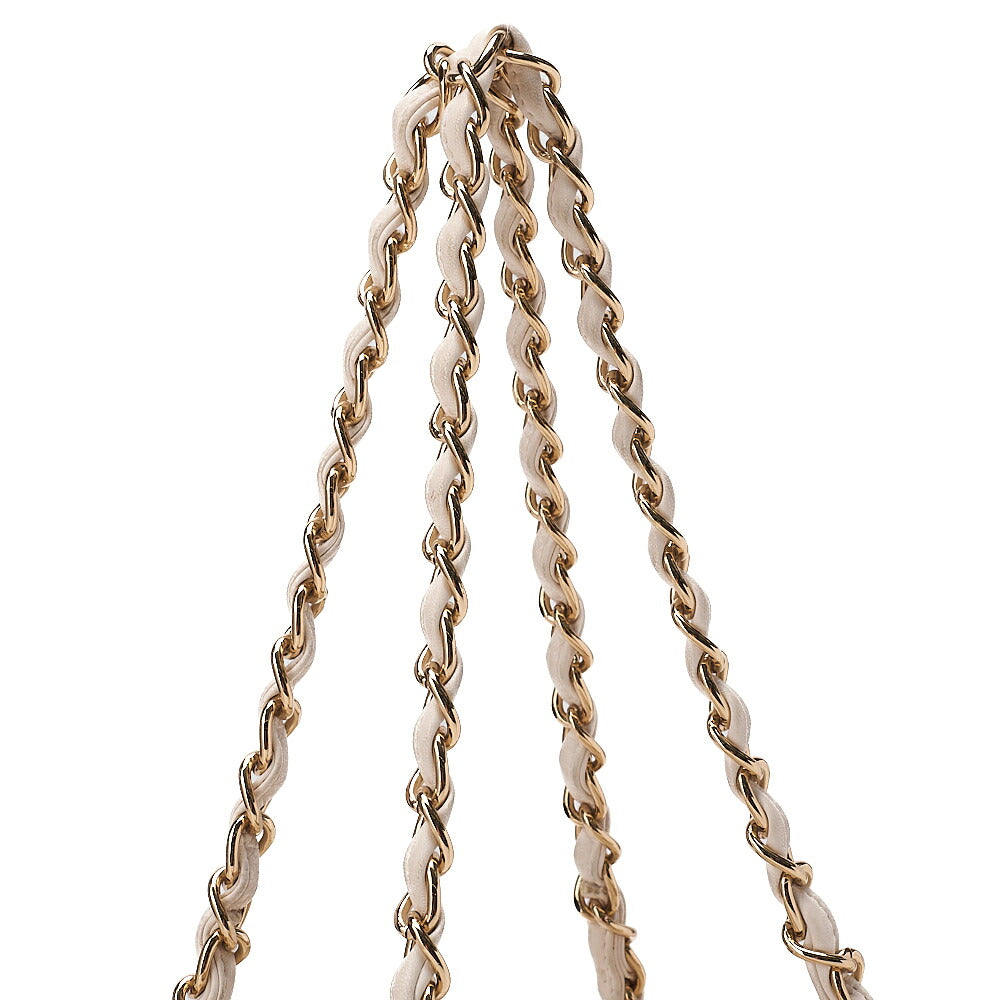 CHANEL Matelasse Double Chain Tote Bag PTT Lambskin White Gold-Tone Hardware, Pre-Owned