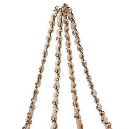 CHANEL Matelasse Double Chain Tote Bag PTT Lambskin White Gold-Tone Hardware, Pre-Owned