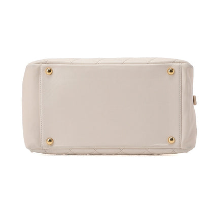 CHANEL Matelasse Double Chain Tote Bag PTT Lambskin White Gold-Tone Hardware, Pre-Owned