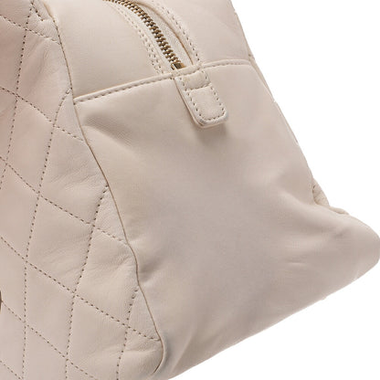 CHANEL Matelasse Double Chain Tote Bag PTT Lambskin White Gold-Tone Hardware, Pre-Owned