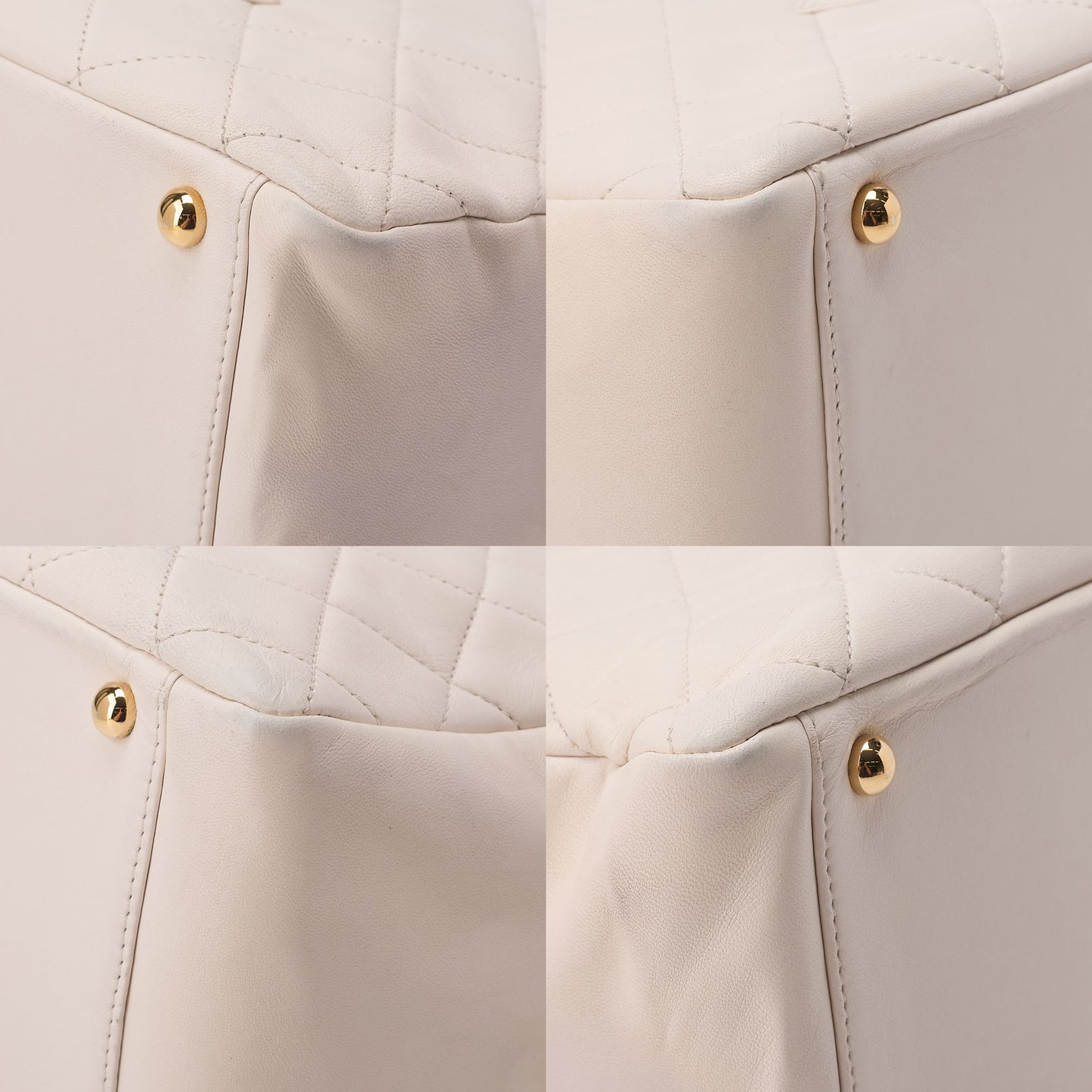 CHANEL Matelasse Double Chain Tote Bag PTT Lambskin White Gold-Tone Hardware, Pre-Owned