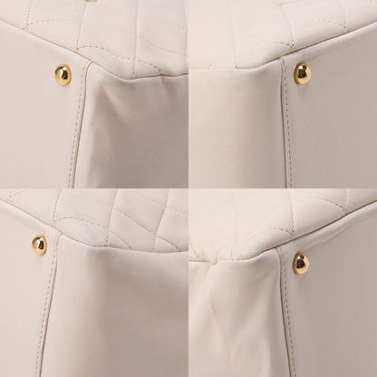 CHANEL Matelasse Double Chain Tote Bag PTT Lambskin White Gold-Tone Hardware, Pre-Owned