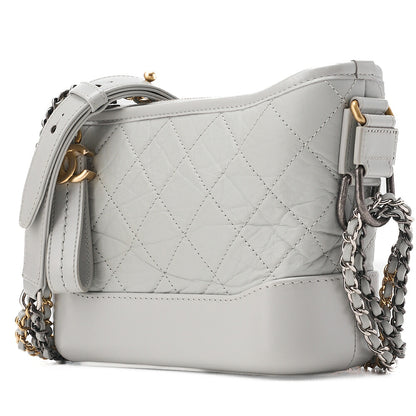 CHANEL Vintage Calf Gabrielle Deux Chain Shoulder Gray Gold x Silver-Tone Hardware, Pre-Owned