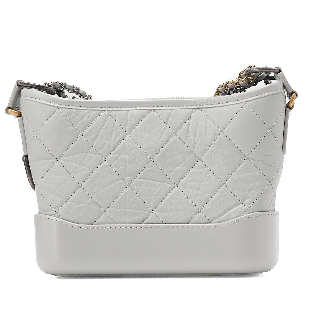 CHANEL Vintage Calf Gabrielle Deux Chain Shoulder Gray Gold x Silver-Tone Hardware, Pre-Owned