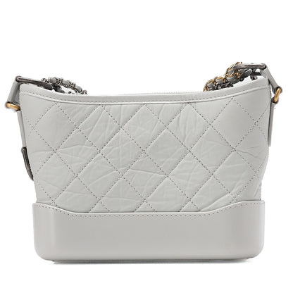 CHANEL Vintage Calf Gabrielle Deux Chain Shoulder Gray Gold x Silver-Tone Hardware, Pre-Owned