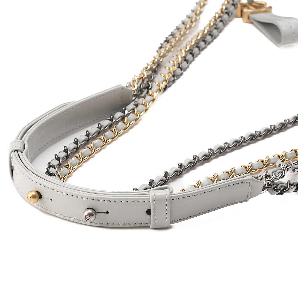 CHANEL Vintage Calf Gabrielle Deux Chain Shoulder Gray Gold x Silver-Tone Hardware, Pre-Owned