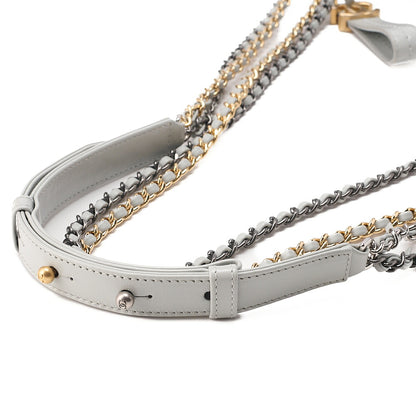 CHANEL Vintage Calf Gabrielle Deux Chain Shoulder Gray Gold x Silver-Tone Hardware, Pre-Owned