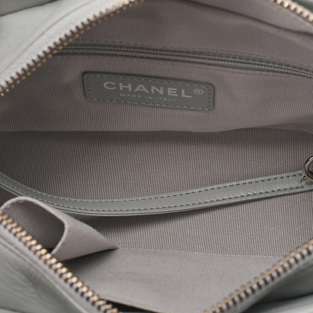 CHANEL Vintage Calf Gabrielle Deux Chain Shoulder Gray Gold x Silver-Tone Hardware, Pre-Owned