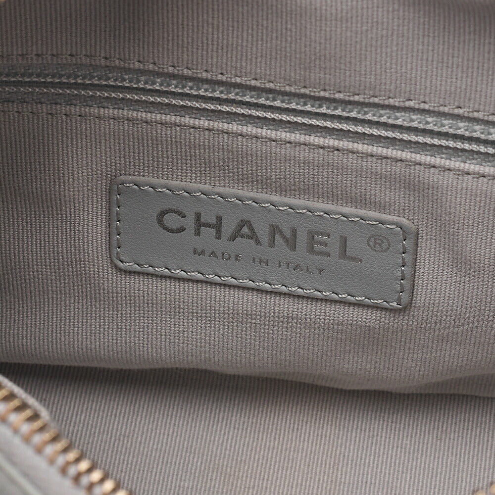CHANEL Vintage Calf Gabrielle Deux Chain Shoulder Gray Gold x Silver-Tone Hardware, Pre-Owned