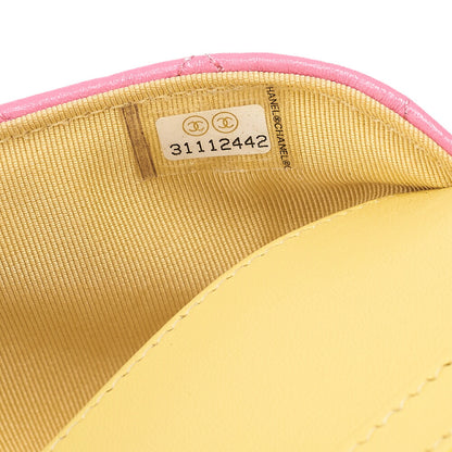 CHANEL Lambskin Mini Matelasse Glasses Case Chain Shoulder Light Pink x Yellow Gold-Tone Hardware, Pre-Owned