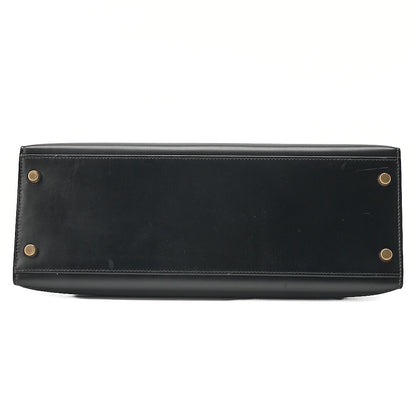 Hermes Hermes Kelly 32 Box Calf External Stitching 2-Way Handbag Black Gold-Tone Hardware, Pre-Owned