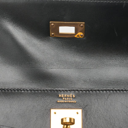 Hermes Hermes Kelly 32 Box Calf External Stitching 2-Way Handbag Black Gold-Tone Hardware, Pre-Owned