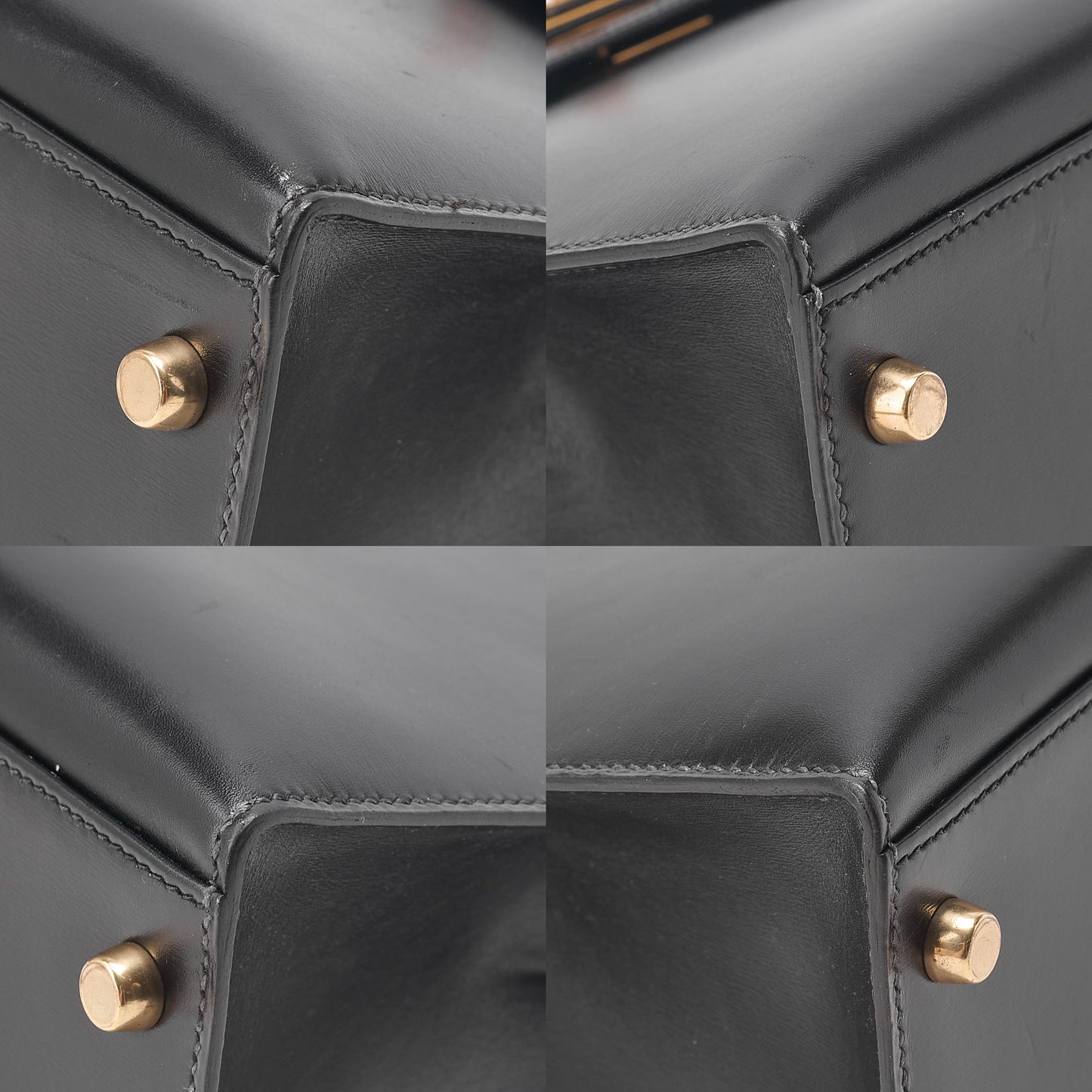 Hermes Hermes Kelly 32 Box Calf External Stitching 2-Way Handbag Black Gold-Tone Hardware, Pre-Owned