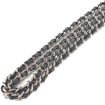 CHANEL Lambskin Camellia Studd Chain Wallet Dark Gray Silver-Tone Hardware, Pre-Owned
