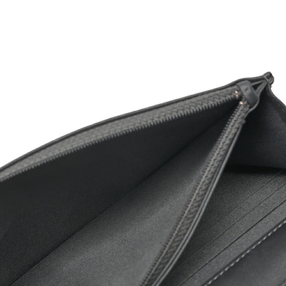 CHANEL Lambskin Camellia Studd Chain Wallet Dark Gray Silver-Tone Hardware, Pre-Owned