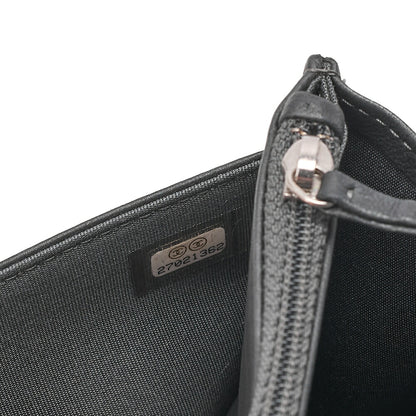 CHANEL Lambskin Camellia Studd Chain Wallet Dark Gray Silver-Tone Hardware, Pre-Owned